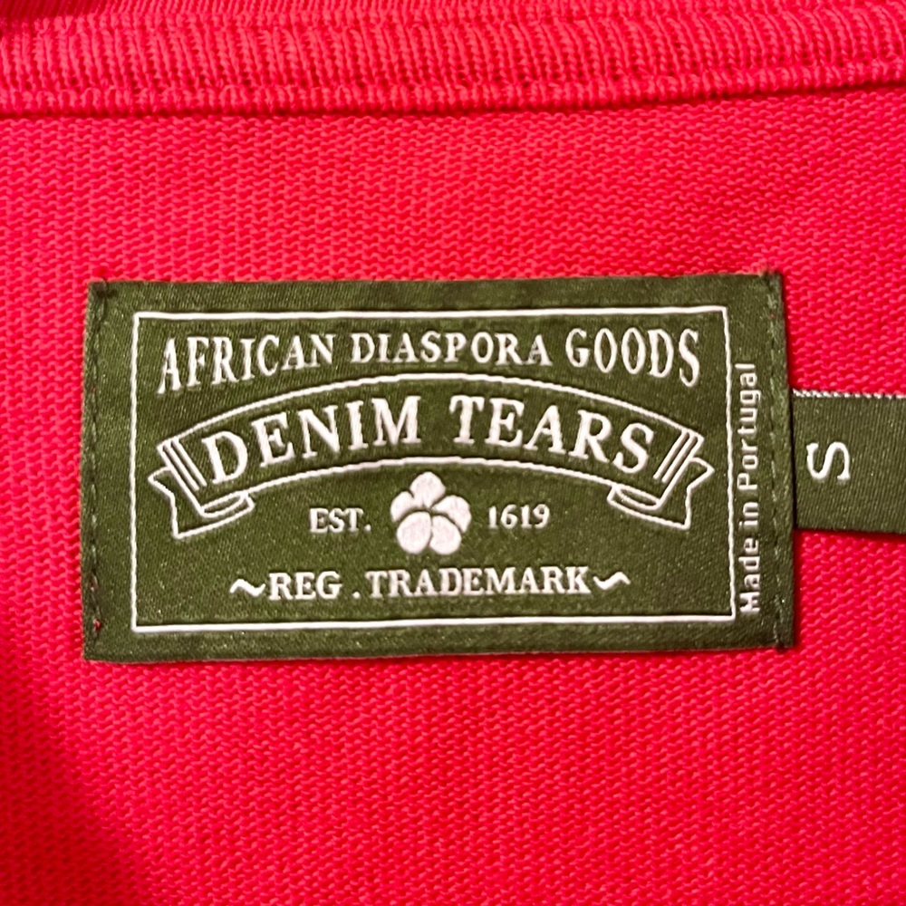 Cotton Wreath Long Sleeve Red Crew Neck Denim Tears Sweatshirt - Picture 4 of 4